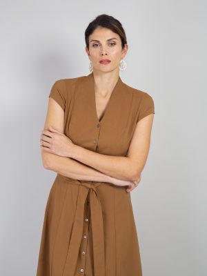 Alice Fawke - dress for curves - Charlotte dress - toffee coloured